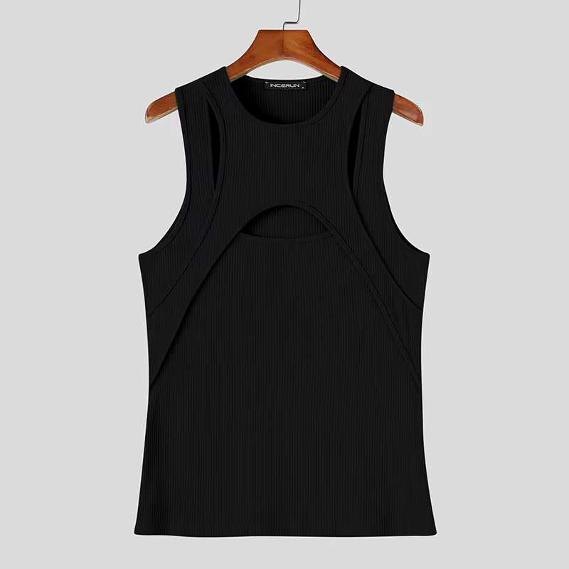 INCERUN Débardeurs pour hommes, couleur unie, col rond, sans manches, décontractés, style streetwear