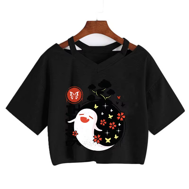 Haut court Kawaii Genshin Impact T-shirt femmes t-shirts graphiques Kawaii hauts Harajuku dessin ani