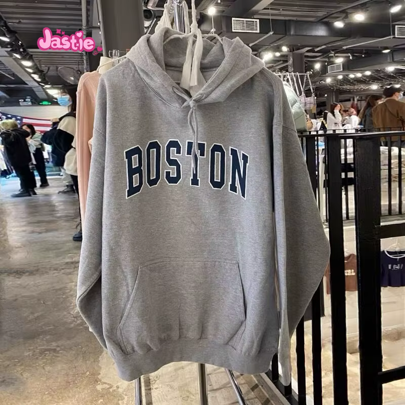 Sweat à Capuche en Coton pour Femme, Vêtement Décontracté, avec Lettres Imprimées, Fermeture Éclair,