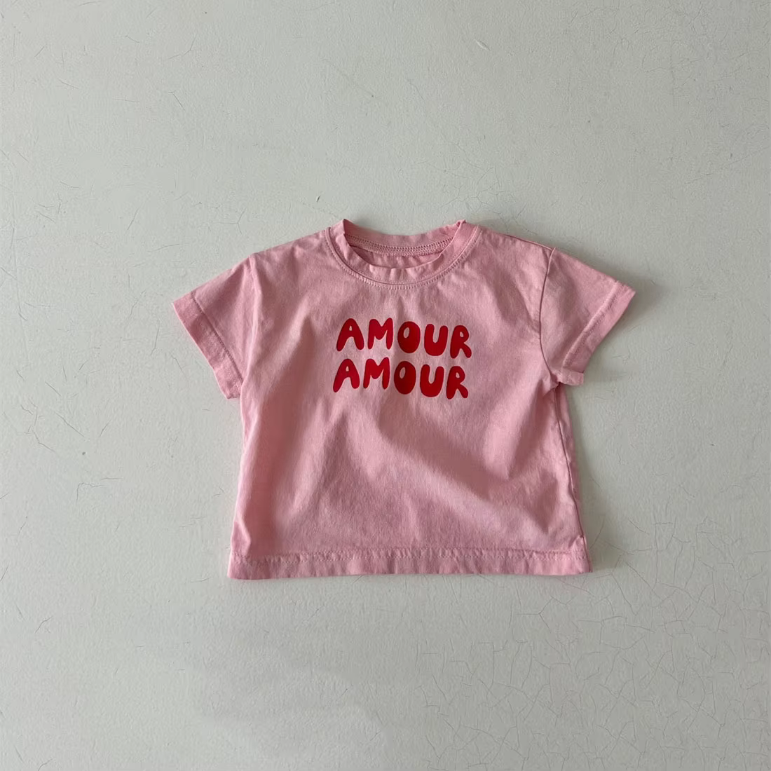 Bébé à manches courtes t-shirt garçon filles mignon Simple lettre impression t-shirt 2025 été nouvea