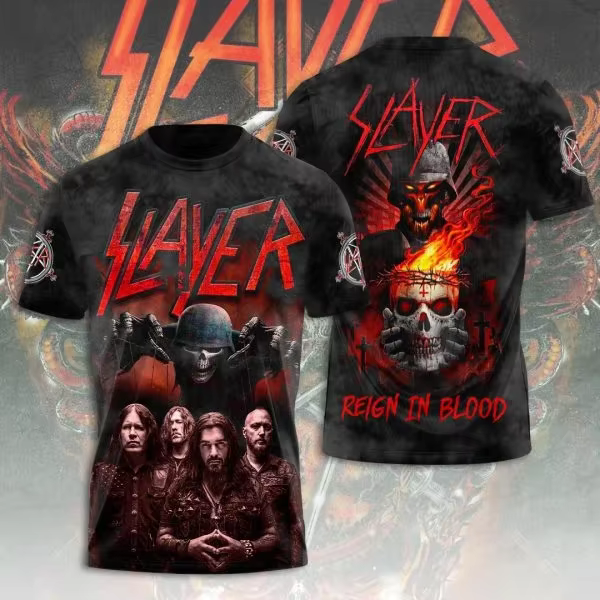 T-shirt pour homme tendance, groupe de rock Slayer, t-shirts imprimés en 3D, homme femme, hip hop, m