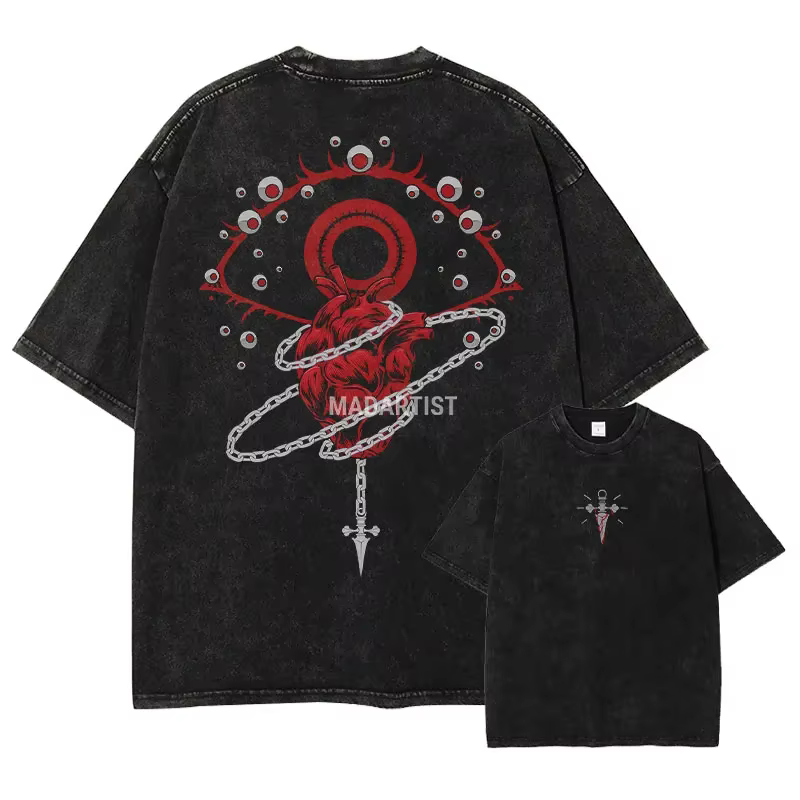 Kurapika T-shirts Vintage lavé Anime Hunter t-shirt surdimensionné Manga Killua Zoldyck Gon Hisoka C