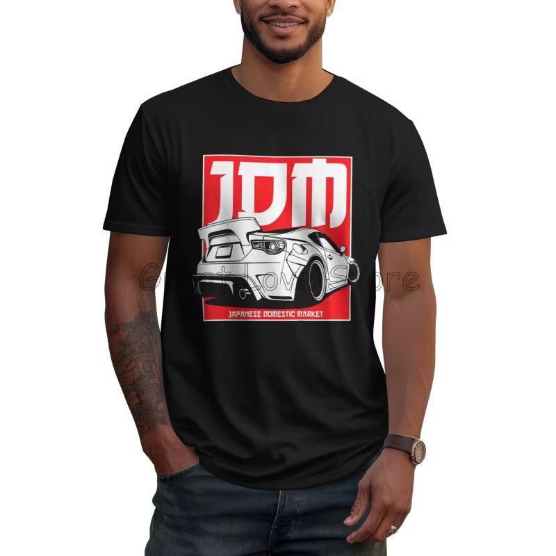 JDM Badge japonais dérive voiture Tuning automobile cadeau 86 t-shirt été coton décontracté noir T-s