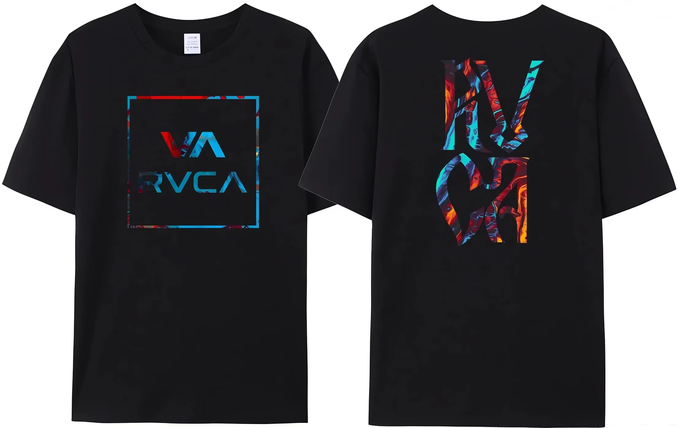RVCA VA lettre impression T-Shirt homme Gemini symétrique été pur coton confortable T-Shirt