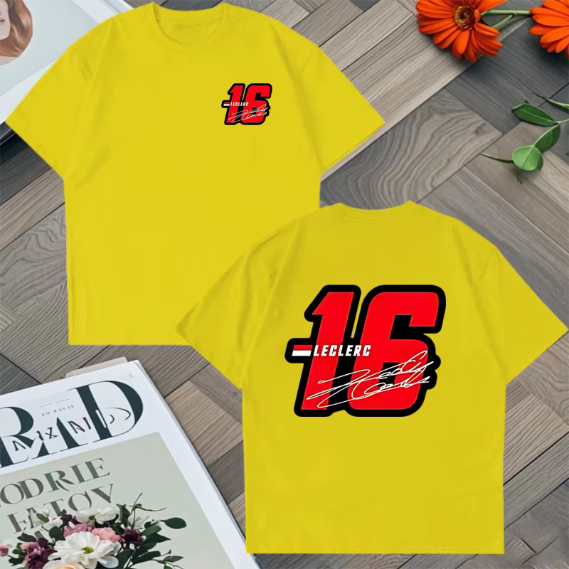 2025 tendance numéro 16 Charles Leclerc Racer graphique lâche t-shirt hommes femmes coton été Hip Ho