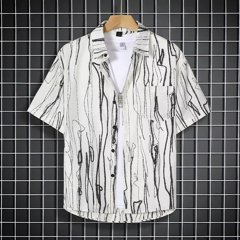 Chemise noire à manches courtes pour hommes, reste cool dans le style, ajoutez un peu de bord à votr
