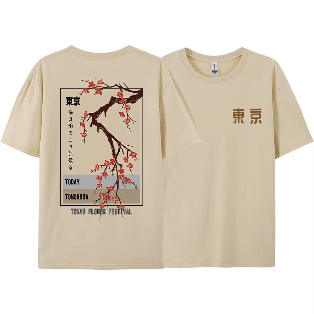 T-shirt du Festival des Fleurs de Tokyo Today Tomorrow, T-shirt japonais Harajuku, T-shirts mode à c