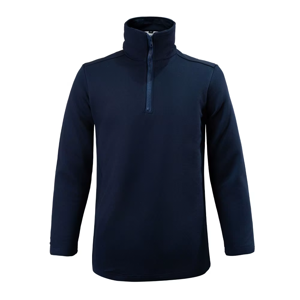 T-shirts zippés à manches longues bleu marine confortables, douces et discretés résistants aux coupu