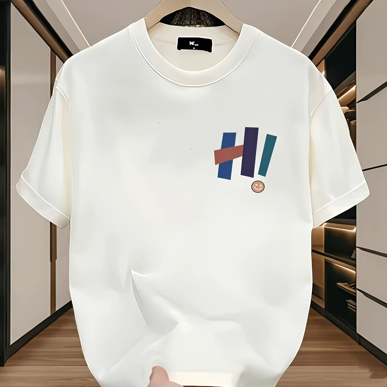 Hommes coton T-shirt ajusté col rond T-shirt minimaliste décontracté chemise de tous les jours Style
