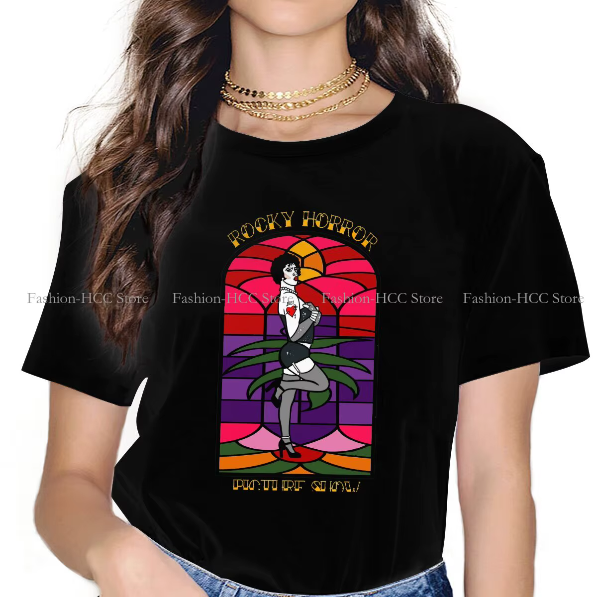 T-shirt Rocky Horror Picture Show pour femme, polyester, vitrail, doux, PVD, été, haute qualité