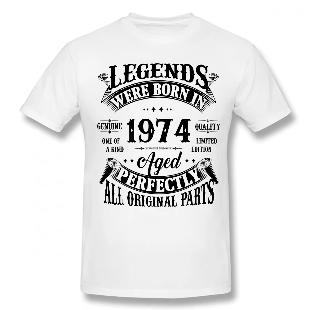 50e anniversaire légendes Vintage né en 1974 50 ans T-shirt Streetwear manches courtes cadeaux été S