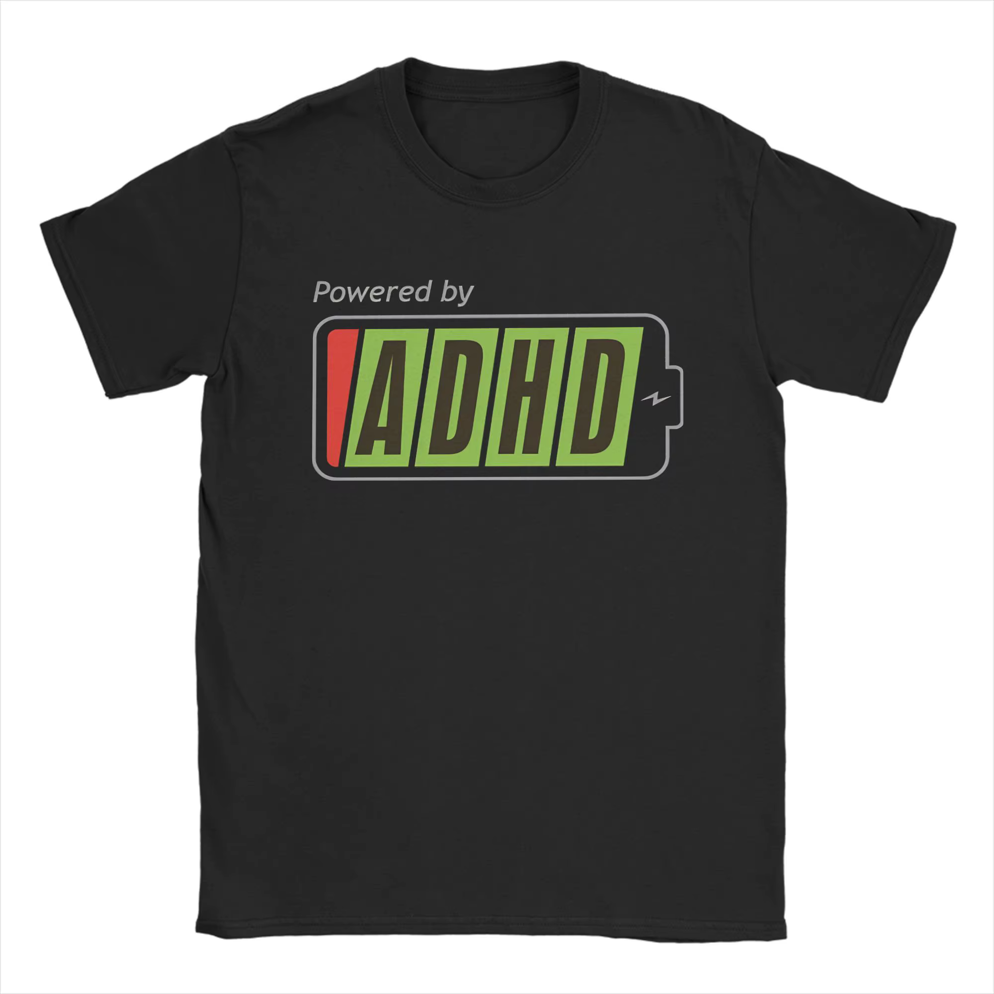 T-shirts pour hommes Powered By ADHD, t-shirts vintage en coton à manches courtes, vêtements d'été à
