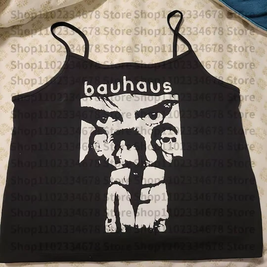 Goth Crop Top Esthétique Débardeur sans manches pour femme Gothique Lettre Imprimé Vintage Punk Grun
