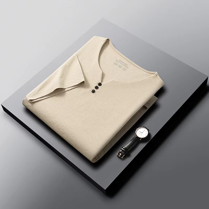T-shirts à col Henley pour hommes, manches courtes, décontractés, doux, respirants, confortables, ha