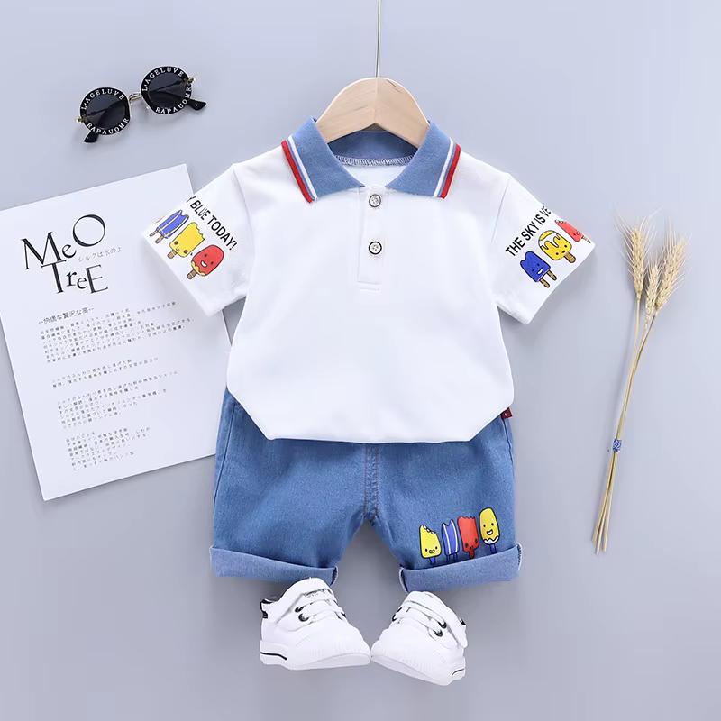 Ensemble de vêtements pour bébé garçon, T-shirt + short, ensemble de vêtements d'été pour enfants, e