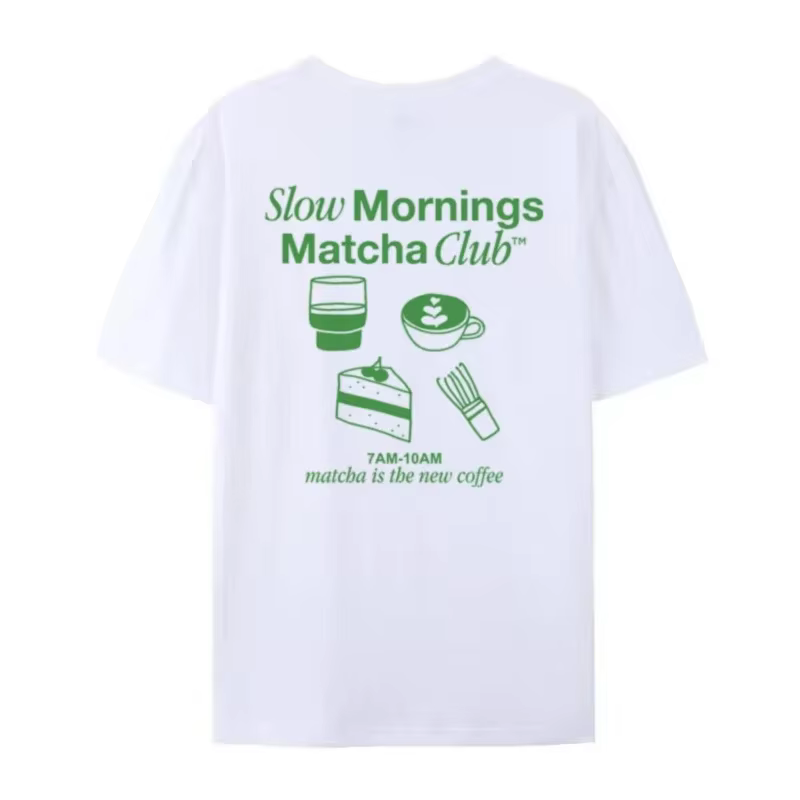 T-shirt imprimé Matcha Club au dos, motif gourmand tendance, coupe ample Y2K, streetwear unisexe, ha