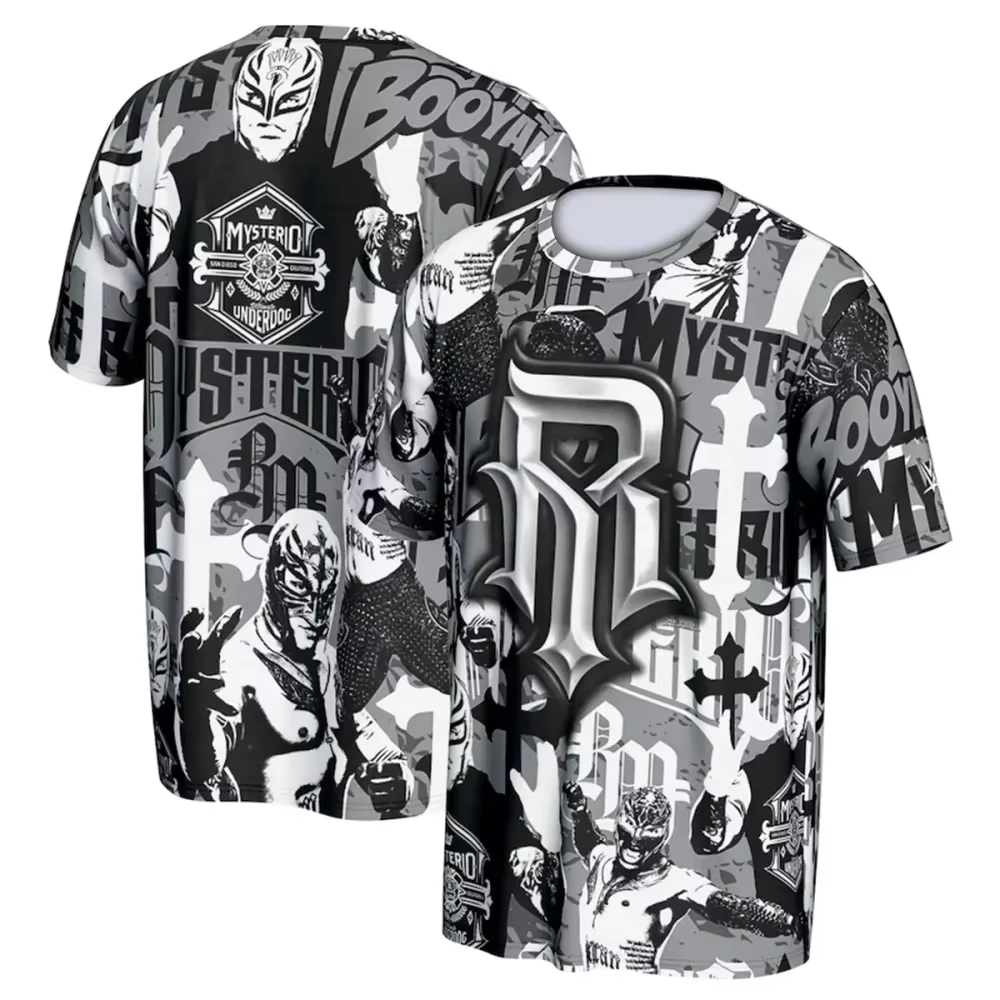 T-shirt d'été pour hommes et enfants, impression 3D, célèbre lutteur Rey Mysterio, col rond, style s