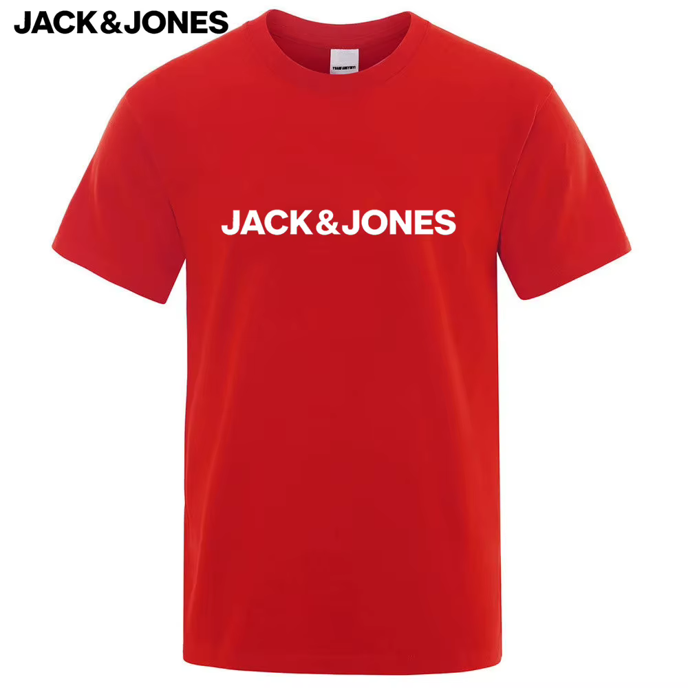 100% pur coton Jack Jones T-shirts d'été pour hommes et femmes, T-shirts de base décontractés amples