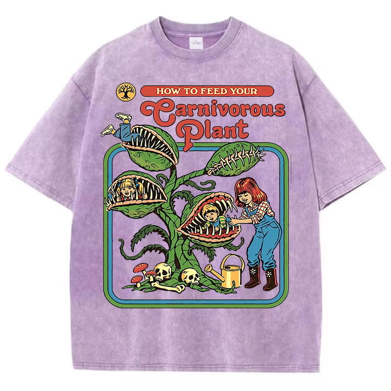 T-Shirts délavés à motif de plante pour hommes, en coton respirant, décontracté, doux, confortable,