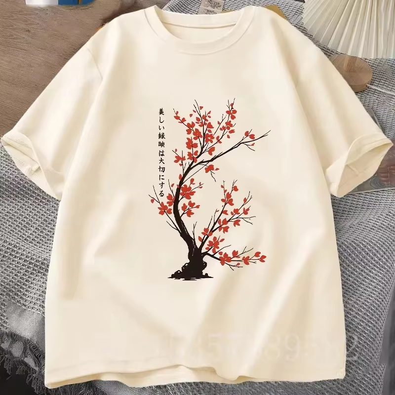 T-shirts à imprimé graphique cerise pour hommes, t-shirt en coton décontracté à manches courtes, vêt