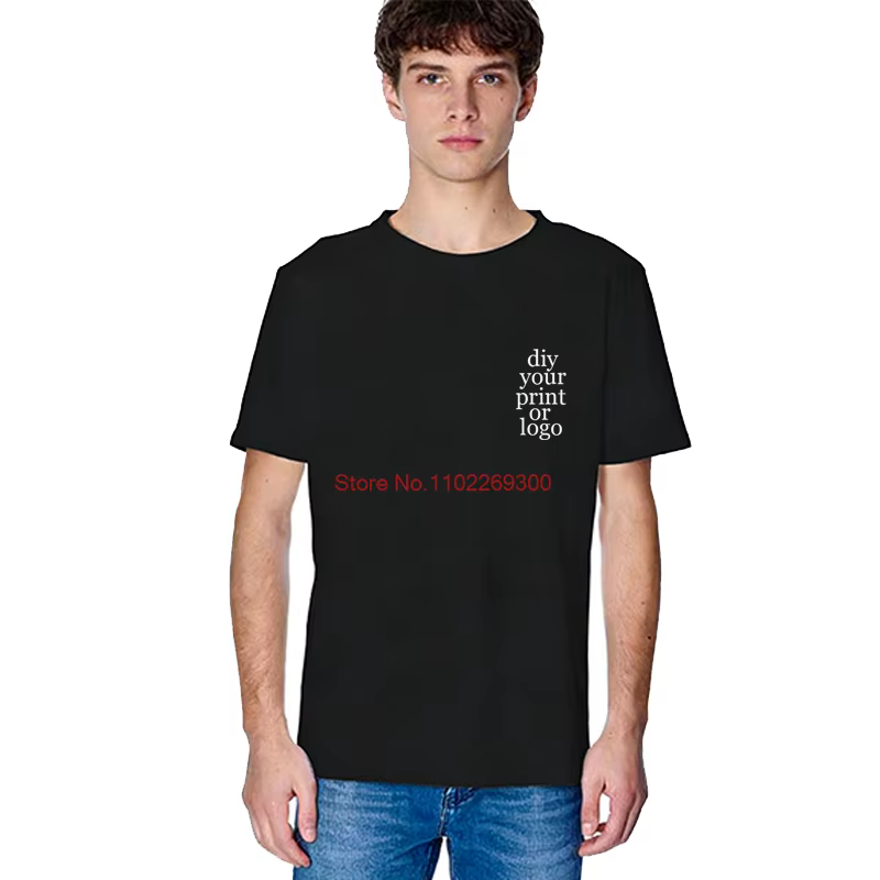 T-shirt imprimé personnalisé avec votre propre design, photo ou logo, t-shirt en coton à col rond, h