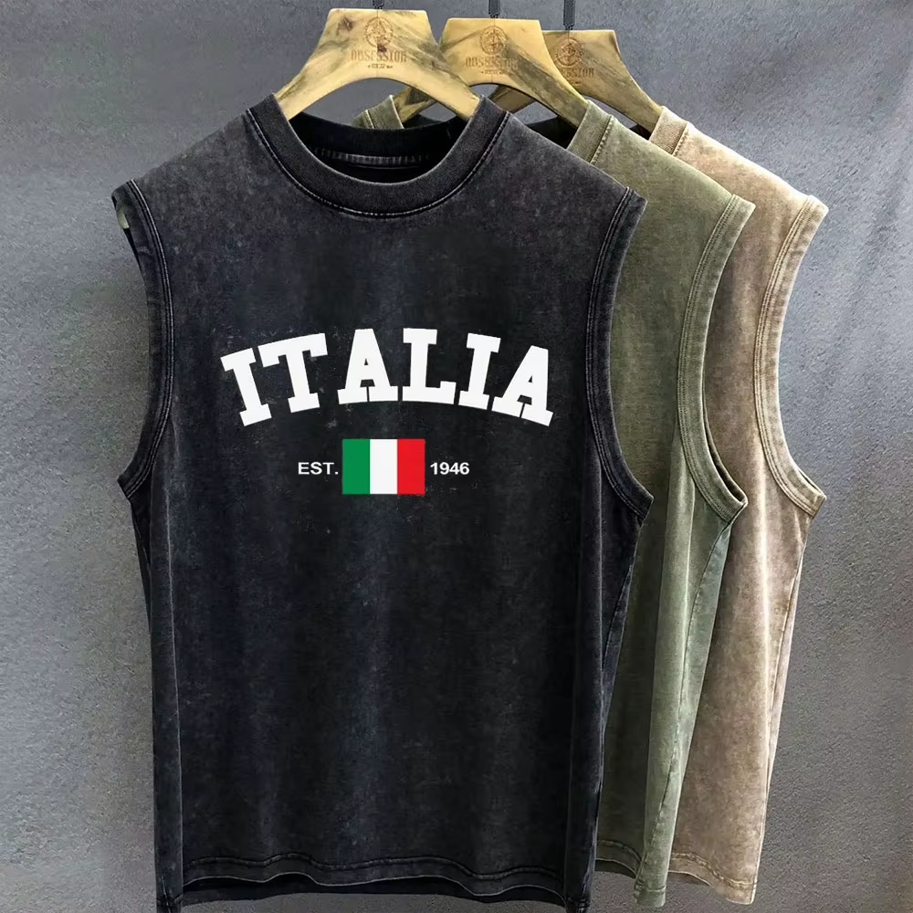 T-shirt oversize pour homme, débardeur vintage délavé avec imprimé graphique brésilien, vêtement san