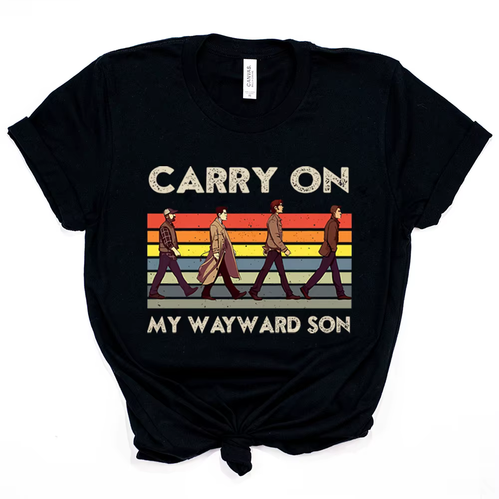 Surnaturel continuer mon fils vers le chemin T-Shirt Vintage Sam et Dean Winchester Brothrs chemise