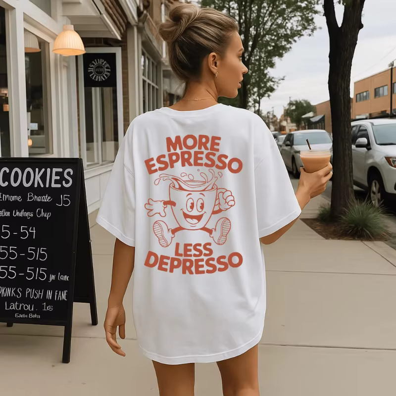 Citations intéressantes de chemises pour passionnés de café, manches courtes d'été en pur coton pour