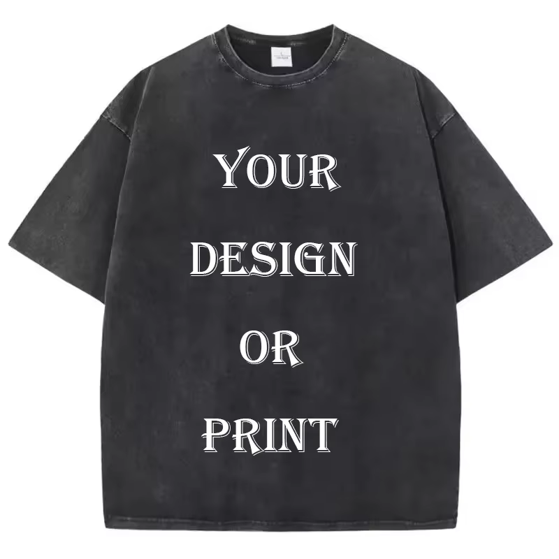 T-shirt unisexe 100% coton lavé, personnalisable, style rétro, impression de photo ou de logo, t-shi