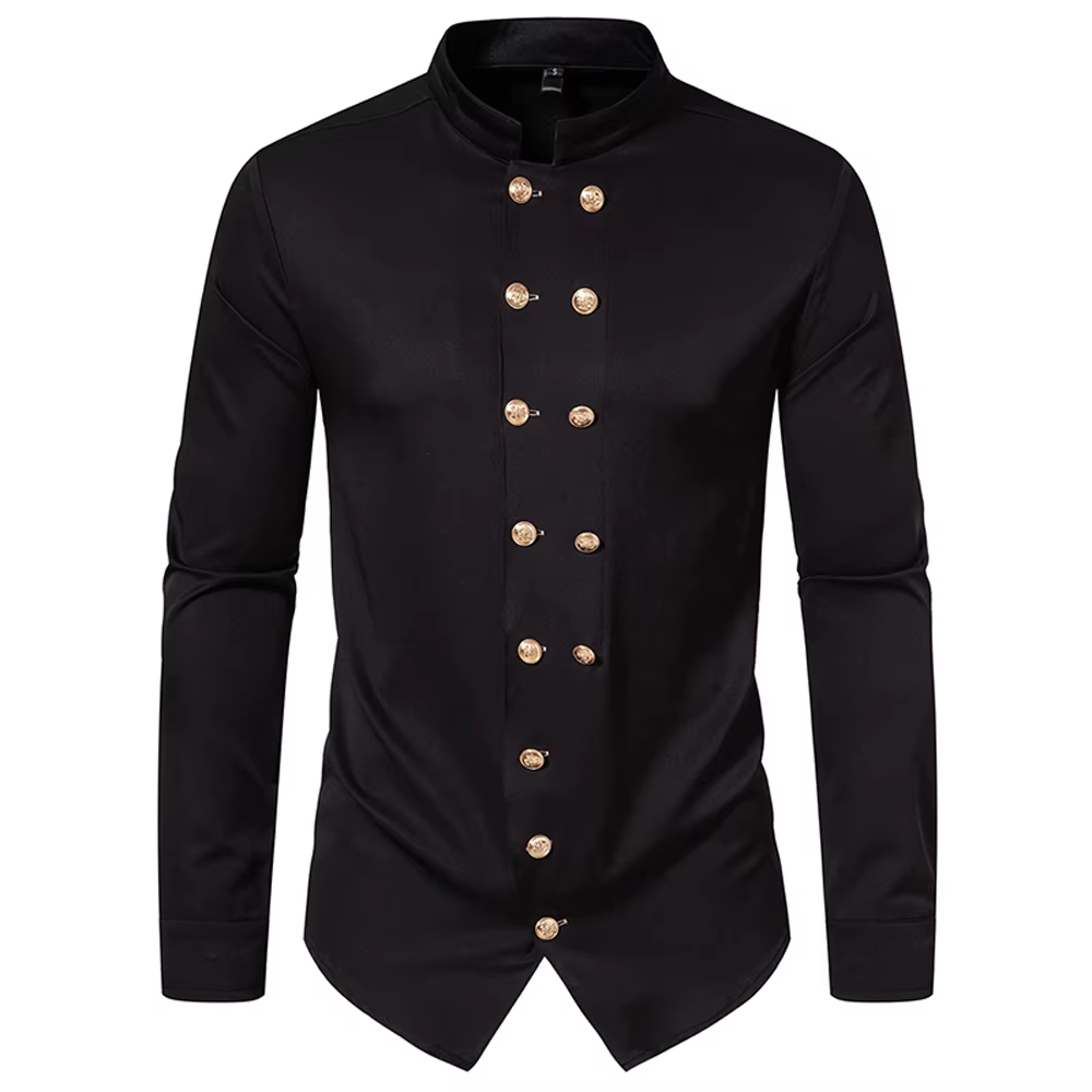 Chemises à manches longues pour hommes, col Henry à double boutonnage, vêtements décontractés pour h