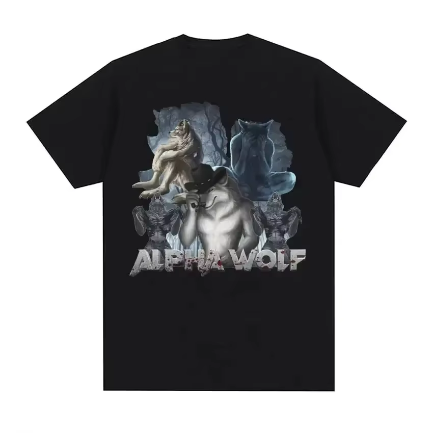 T-shirt amusant motif loup déchiqueté, loup alpha, loup-garou, littéralement moi, style Harajuku Str