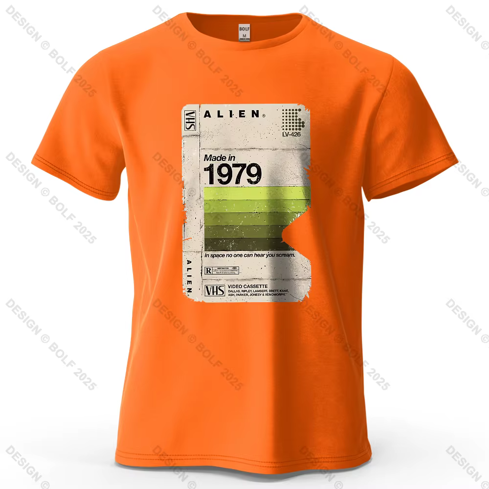 Alien 1979 Tape imprimé hommes T-Shirt 100% coton surdimensionné Vintage film nuit graphique t-shirt
