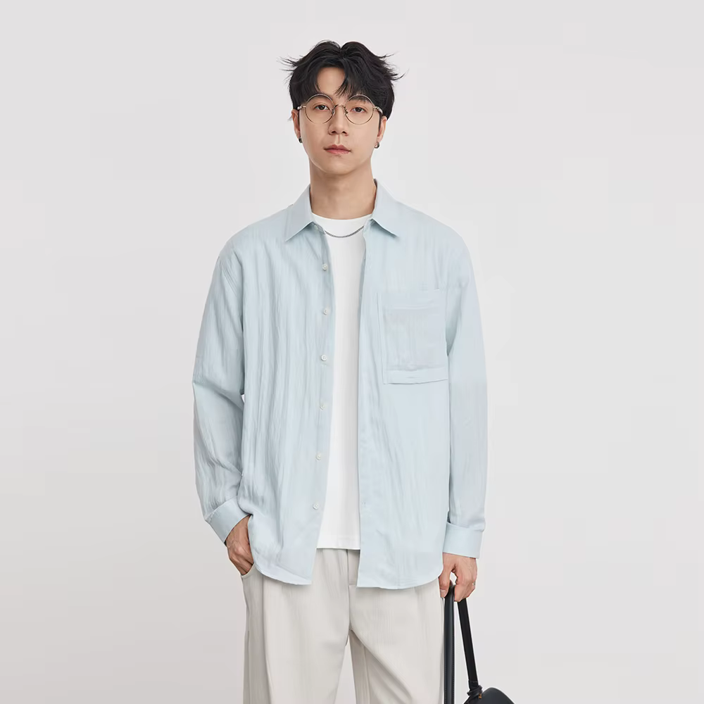 Nouvelle Chemise Décontractée Homme 2026 à Manches Longues en Lyocell et Mélange de Lin, Col Revers,