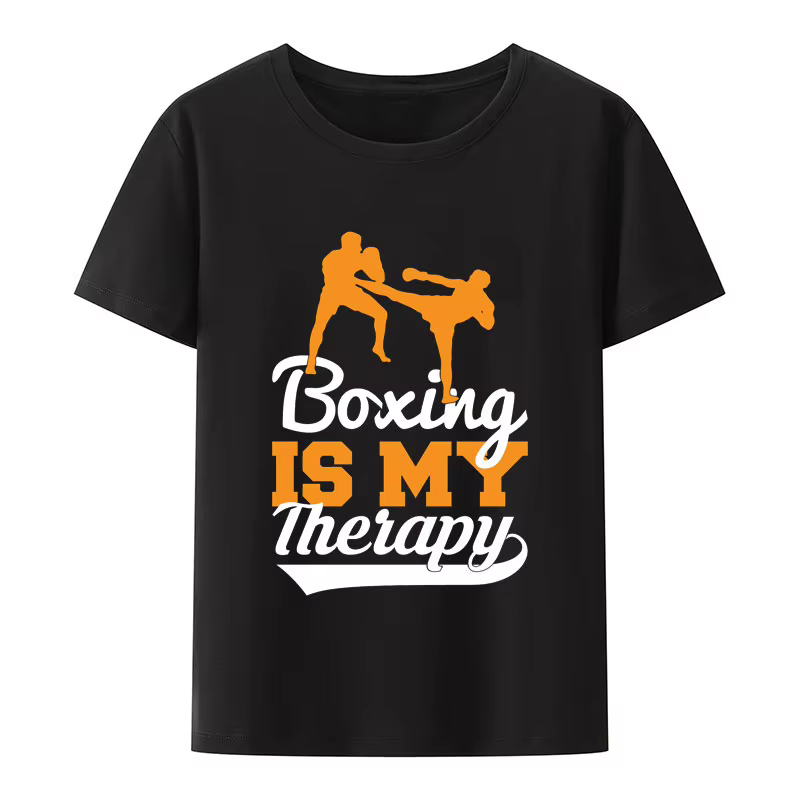Le boxe est mon théâcie imprimé t-shirt nostalgie loisirs ample Vintage Camisa Streetwear Hipster dé
