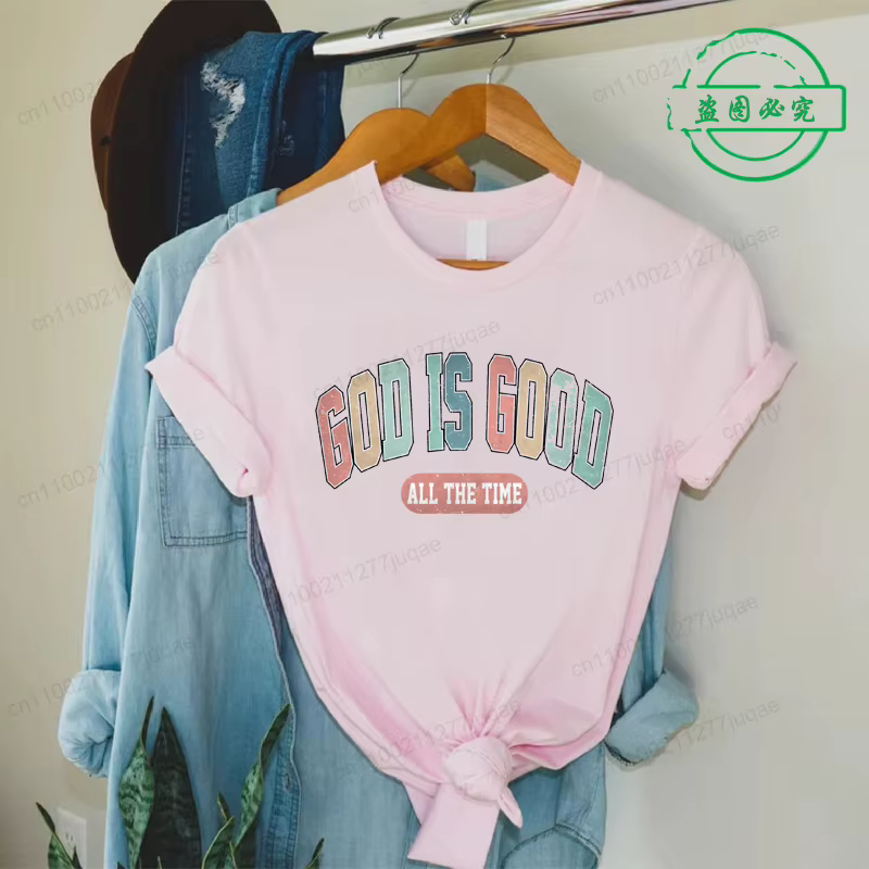 Dieu est bon tout le temps imprimer T-Shirts femmes été t-shirt verset de la Bible hauts drôles t-sh