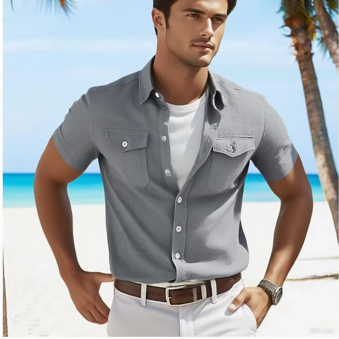 Chemise en coton à manches courtes pour hommes T-shirt pour hommes chemise en lin chemise en lin che