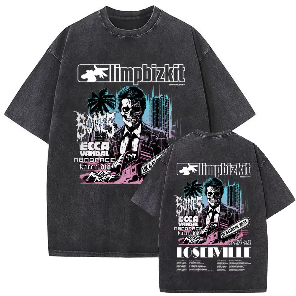 Y2k t-shirt hommes vêtements lavé Vintage groupe de Rock Limp Bizkit Album graphique 2025 hommes vêt