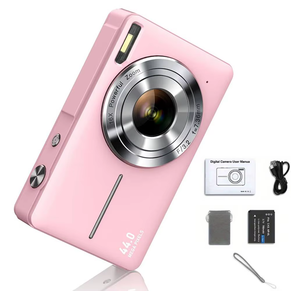 Appareil photo numérique 1080P 44MP caméra numérique Point et prise de vue avec Zoom 16X Anti-secoue