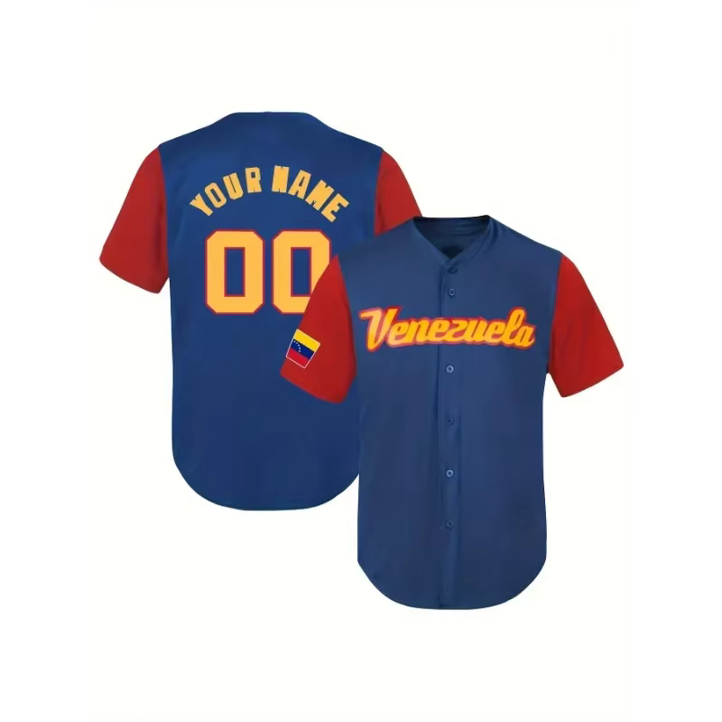 T-shirt de baseball Venezuela personnalisé pour hommes et femmes, chemises à manches courtes, nom et