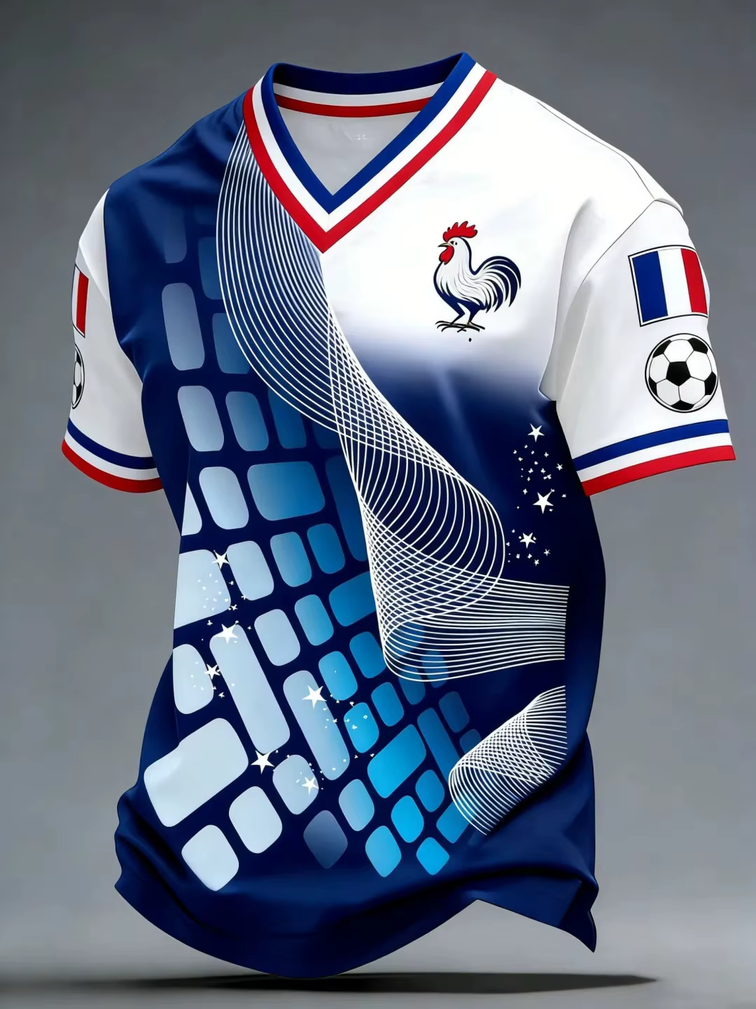 T-shirt de supporter de football France à manches courtes, respirant, séchage rapide, style streetwe