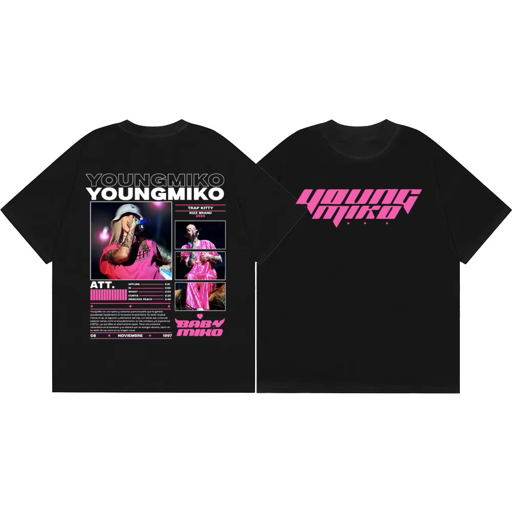 T-shirt de rappeur Young Miko pour hommes et femmes, vêtements à la mode, Style Y2k, T-shirts à manc