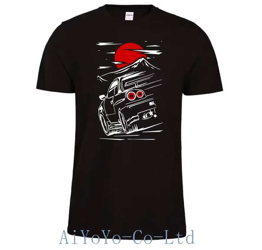 T-shirt japonais Skyline GTR 34 pour homme, 100% coton, Haruna Jdm, Sportcar, Nissan, Fast Car, FF11