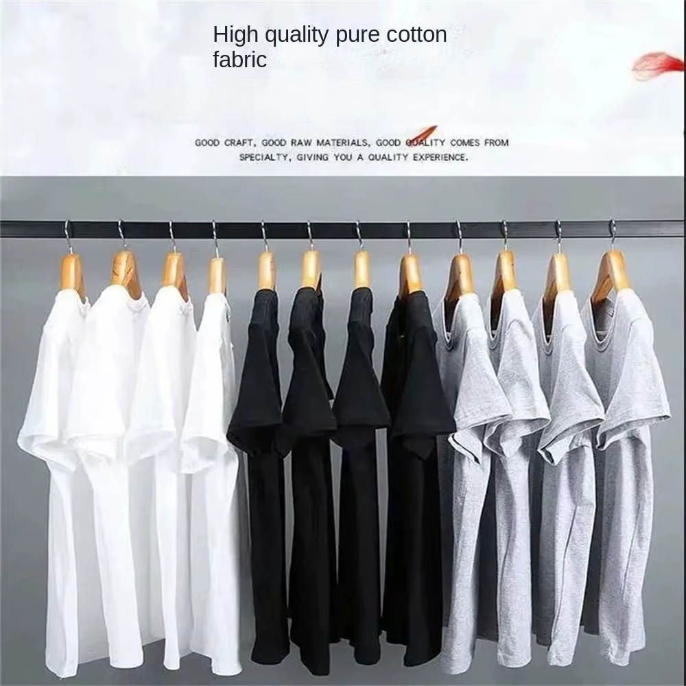 Hommes t-shirt été couverture en coton femmes couleur unie t-shirts vierges col rond à manches court
