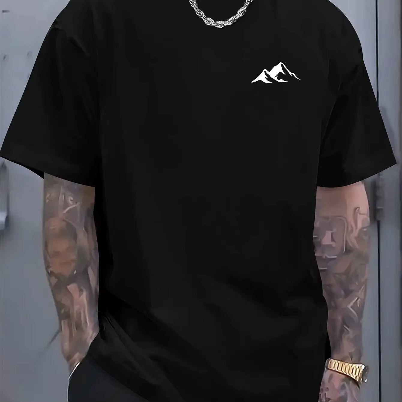 T-shirt d'été pour homme adulte 100% coton pur, style décontracté, coupe ample, imprimé paysage de m