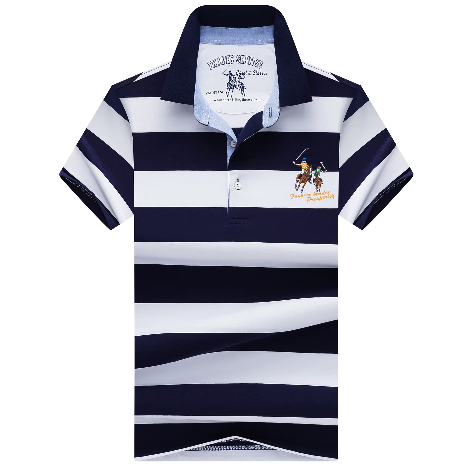 Polo rayé homme mode affaires coton Polo homme décontracté respirant manches courtes hommes revers b