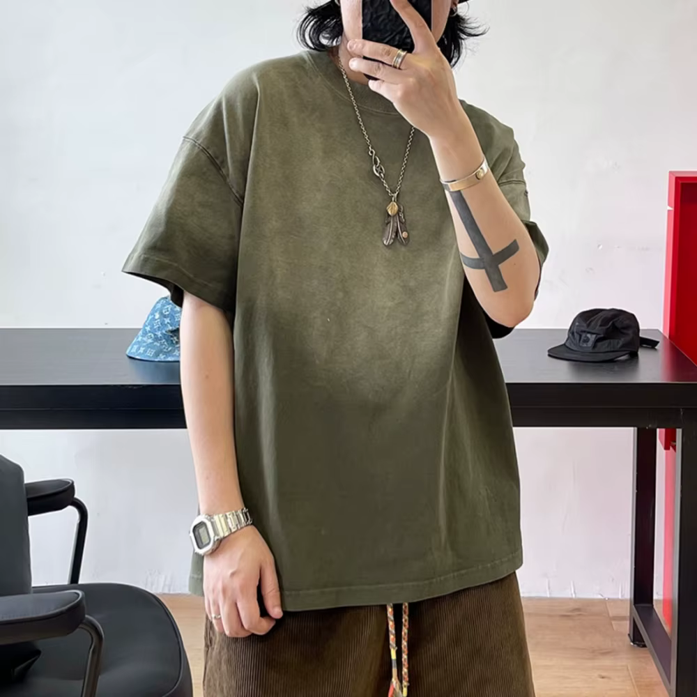 T-Shirt Dégradé à Manches Courtes pour Homme et Femme, Streetwear Populaire Coréen, Hip Hop, Harajuk