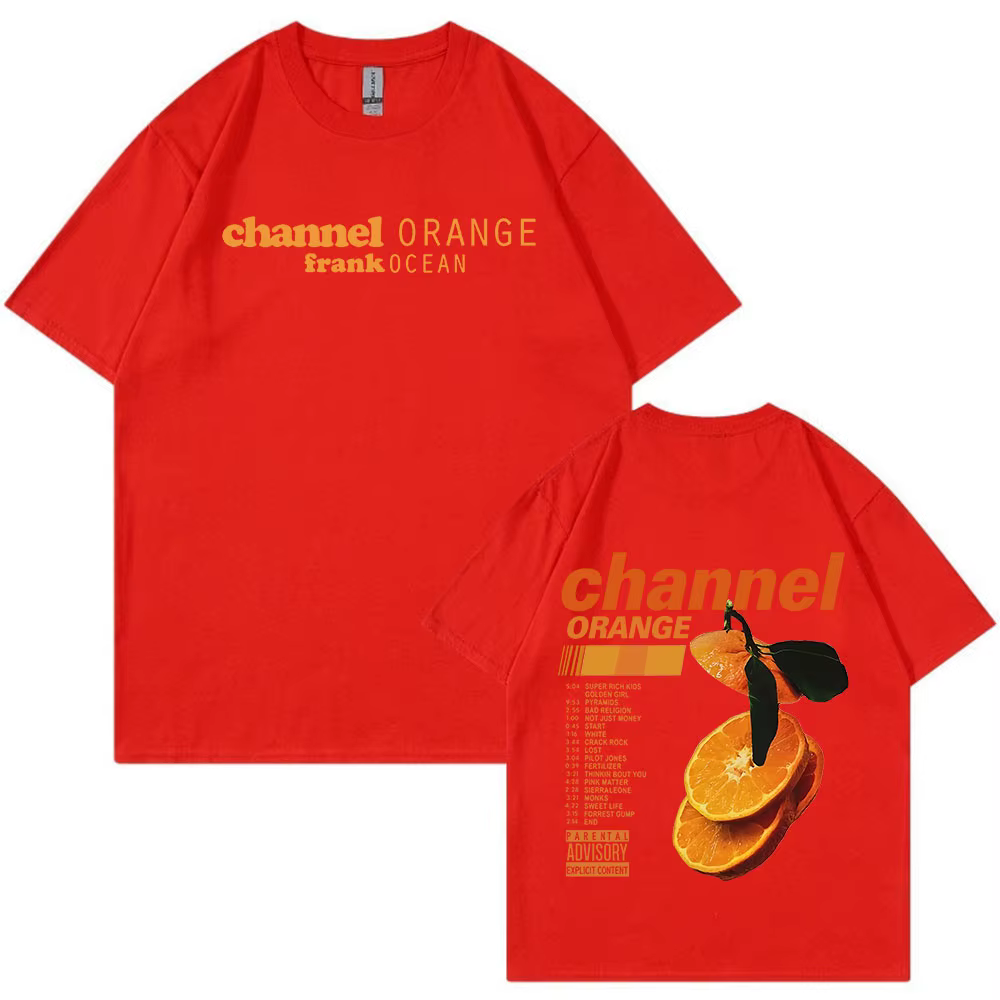 T-shirt Manches Courtes pour Homme et Femme, Vêtement en Coton, avec Image de Frank Channel, Orange,