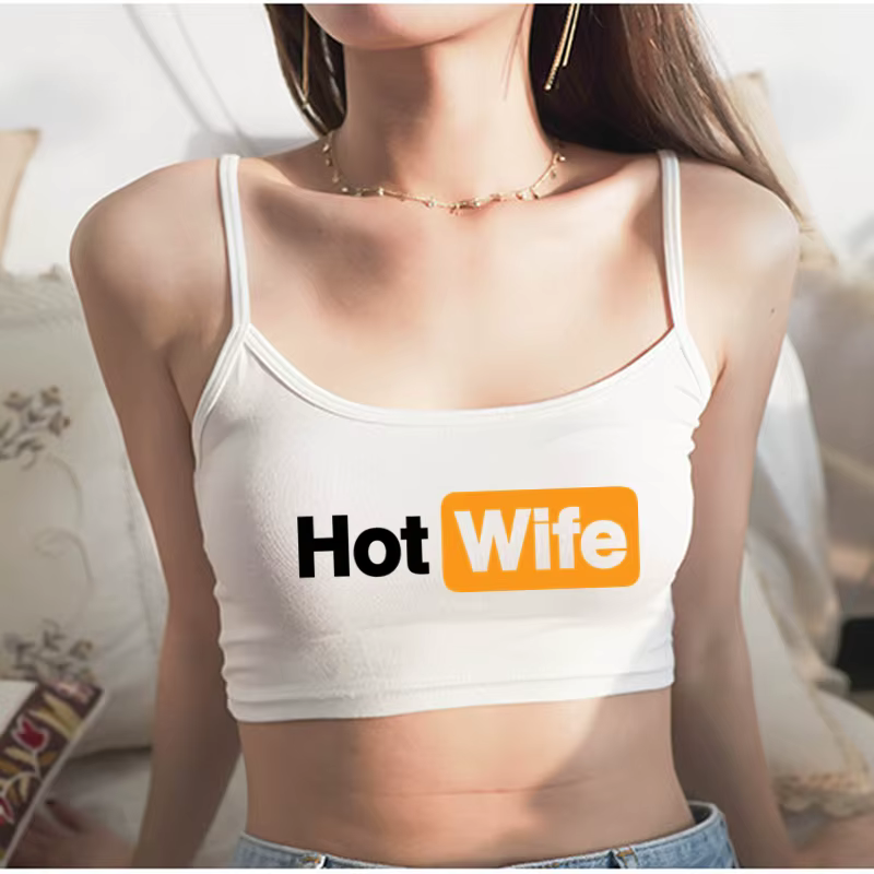 Drôle femme chaude lettres imprimer nouveau Sexy haut court été femmes Sexy élastique coton Camis sa