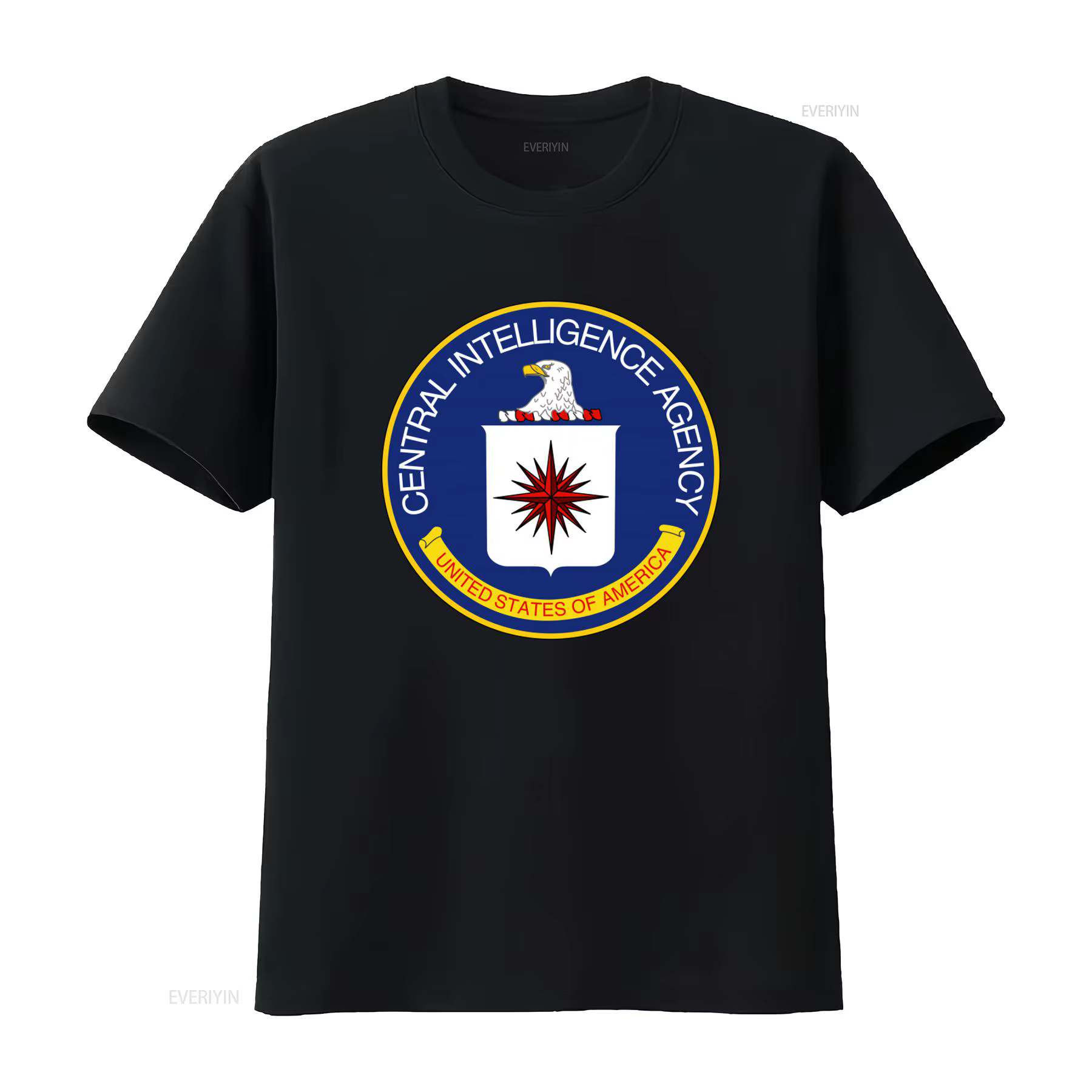 T-shirt en coton avec sceau officiel de l'agence des renseignements centraux américaine, style vinta