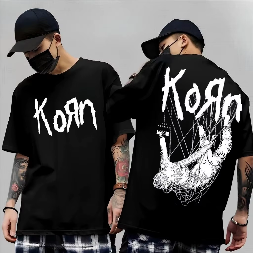 Korn Follow The Leader T-shirt en coton imprimé double face Metal Band Tee pour hommes et femmes, t-